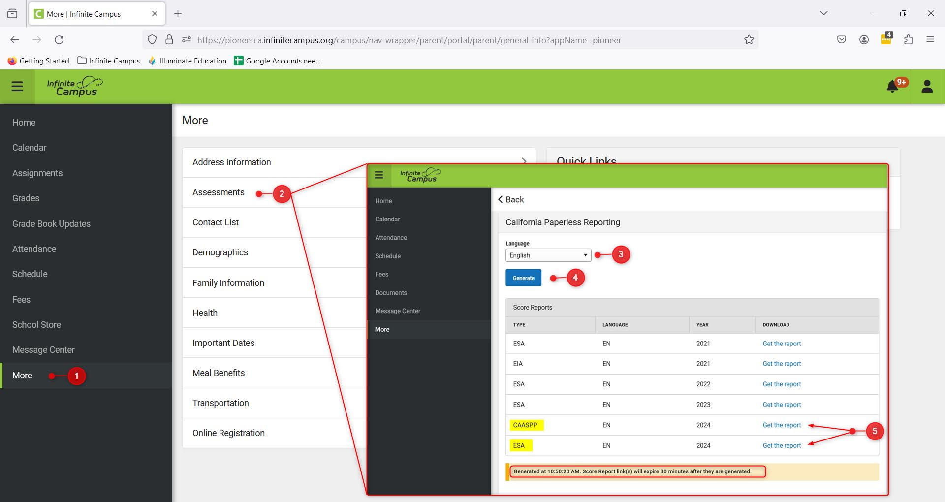 Screenshot illustrating steps to produce SSR.