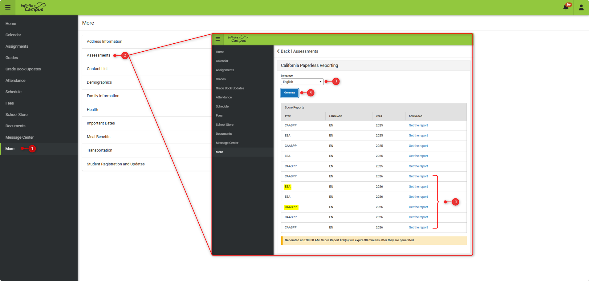 Screenshot illustrating steps to produce SSR.
